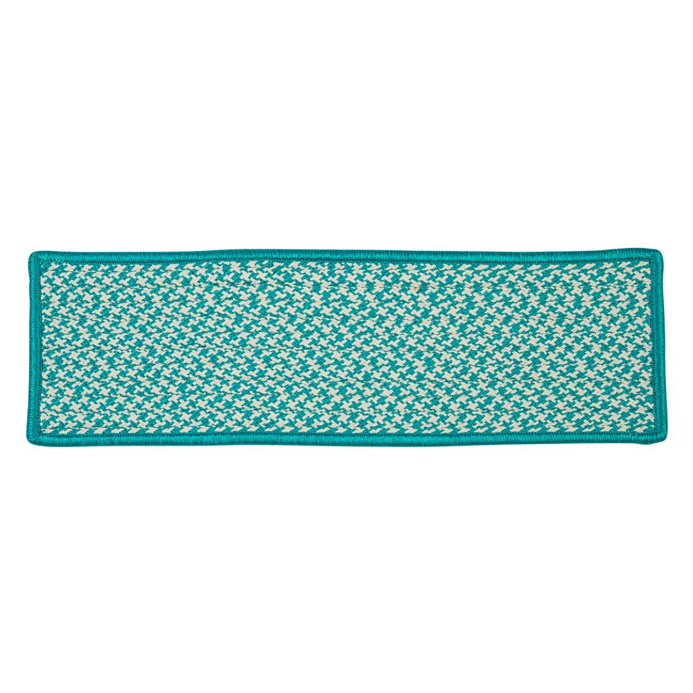 Colonial Mills OT57A008X028S Outdoor Houndstooth Tweed - Turquoise Stair Tread (set 13)
